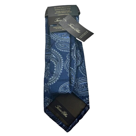 Tasso Elba Men 100% Silk Amato Paisley Tie Navy Blue NWT‎ Formal Business Casual - Picture 1 of 4